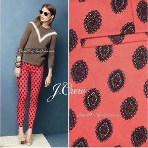 Jcrew minnie red pasley capri 0p